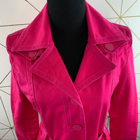 Tommy Jeans Women’s Hot Pink Belted Trench Coat NWT Size Medium - Picture 4 of 13